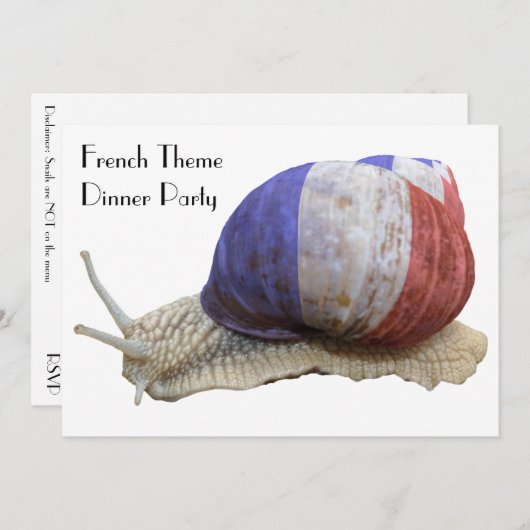 Invitation Dîner français de thème avec l'escargot (Devant / Derrière)