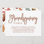 Invitation Dîner Friendsgiving | Blanc avec feuilles d'automn (Devant / Derrière)