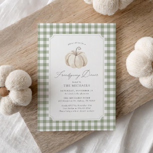 Invitation Dîner Friendsgiving Citrouille Vert Sauge