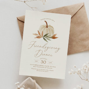 Invitation Dîner Friendsgiving de citrouille à l'aquarelle ru