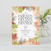 Invitation Dîner Friendsgiving Feuilles d'automne Dîner rusti (Debout devant)