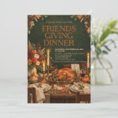 Invitation Dîner Friendsgiving Potluck de Thanksgiving (Debout devant)