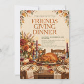 Invitation Dîner Friendsgiving Potluck de Thanksgiving (Devant)