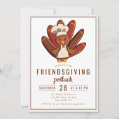 Invitation Dîner Friendsgiving Potluck Dinde Chef (Devant)