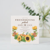 Invitation Dîner Friendsgiving Potluck Tournesol Citrouille (Debout devant)