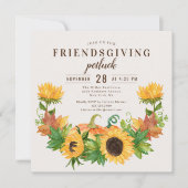 Invitation Dîner Friendsgiving Potluck Tournesol Citrouille (Devant)