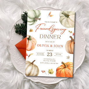 Invitation Dîner Friendsgiving Thanksgiving Citrouille Automn
