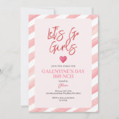 Invitation Dîner Galentine's Day Stripes Rose Saint-Valentin (Devant)