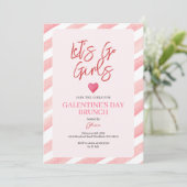 Invitation Dîner Galentine's Day Stripes Rose Saint-Valentin (Debout devant)