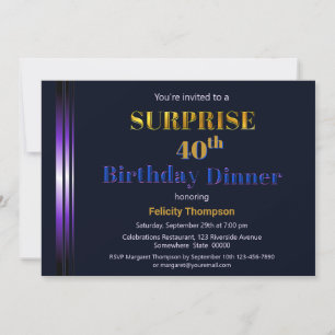 Invitation Dîner Gold et Purple Surprise 40e anniversaire
