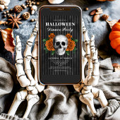 Invitation Dîner Gothique Rose Et Halloween Crâne