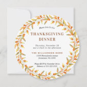 Invitation Dîner Graphique Orange Feuille Thanksgiving (Devant)