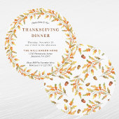 Invitation Dîner Graphique Orange Feuille Thanksgiving