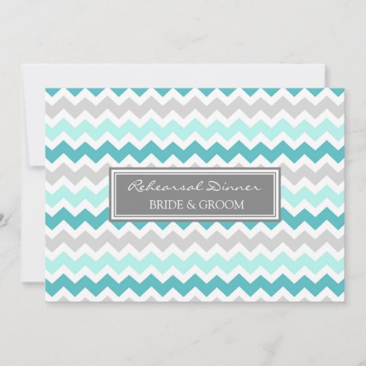 Invitation Dîner gris turquoise de répétition de Chevron (Devant)