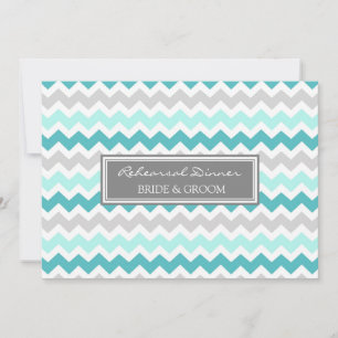 Invitation Dîner gris turquoise de répétition de Chevron