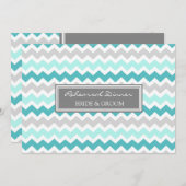 Invitation Dîner gris turquoise de répétition de Chevron (Devant / Derrière)