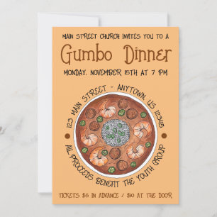 Invitation Dîner Gumbo Louisiane LA New Orleans NOLA Food
