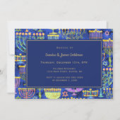Invitation Dîner Hanoukka Gold Blue Menorah Star de David (Dos)