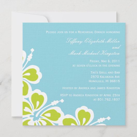 Invitation Dîner Hibiscus Dîner De Plaisir/Répétition Invitat (Devant)
