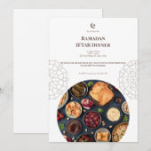 Invitation Dîner Iftar Brun Blanc Ramadan (Devant / Derrière)