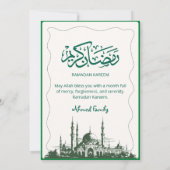 Invitation Dîner Iftar de la Mosquée Elegant Green Sketch (Dos)
