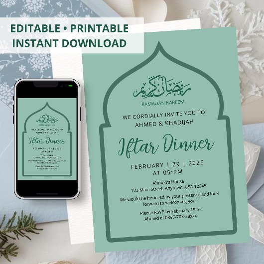 Invitation Dîner Iftar de l'arche de la mosquée verte traditi