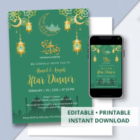 Dîner Iftar de mosquée de luxe vert émeraude et or