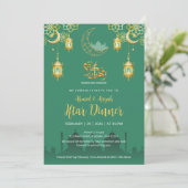 Invitation Dîner Iftar de mosquée de luxe vert émeraude et or (Debout devant)