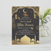 Invitation Dîner Iftar de mosquée noir et or de luxe (Debout devant)