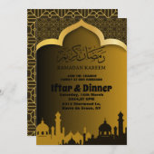 Invitation Dîner Iftar d'or Ramadan 2025 (Devant / Derrière)