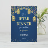 Invitation Dîner Iftar du Ramadan en Or Bleu (Debout devant)