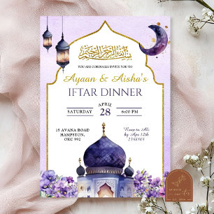 Invitation Dîner Iftar Floral Pourpre Islam