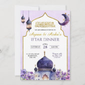 Invitation Dîner Iftar Floral Pourpre Islam  (Devant)