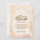 Invitation Dîner Iftar Floral Rose Pâle Douce Ramadan (Dos)