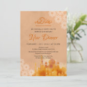 Invitation Dîner Iftar Mosquée Coucher de Soleil Orange Aquar (Debout devant)