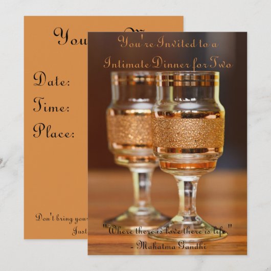 Invitation Dîner intime pour deux (Devant / Derrière)