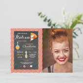 Invitation Dîner italien Anniversaire de la fête Chalk Pizza  (Debout devant)