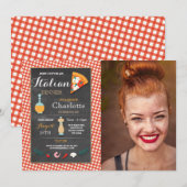 Invitation Dîner italien Anniversaire de la fête Chalk Pizza  (Devant / Derrière)