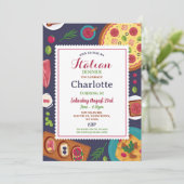 Invitation Dîner Italien Anniversaire Fête Pizza Déjeuner (Debout devant)