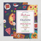 Invitation Dîner Italien Anniversaire Fête Pizza Déjeuner (Devant / Derrière)