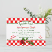 Invitation Dîner italien Spaghetti - Rouge/Blanc (Debout devant)