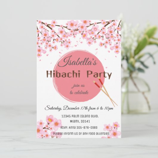 Invitation Dîner japonais Hibachi Fête Anniversaire Invitatio (Debout devant)
