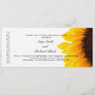 Invitation Dîner jaune moderne de répétition de tournesol
