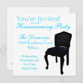 Invitation Diner la chaise comme pendaison de crémaillère (Devant / Derrière)