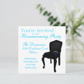 Invitation Diner la chaise comme pendaison de crémaillère (Debout devant)