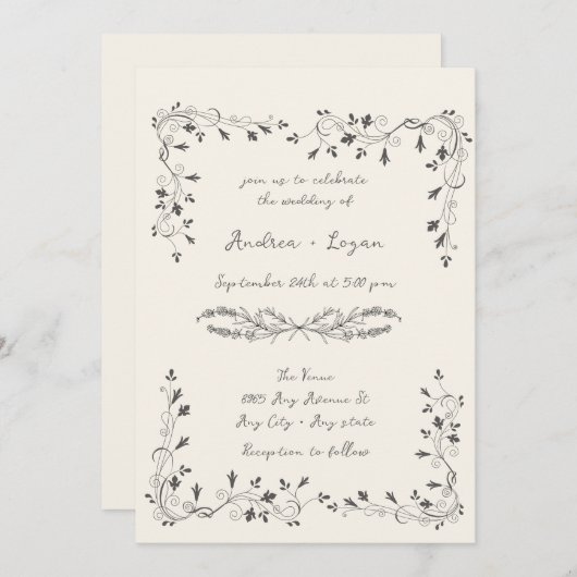 Invitation Dîner Mariage (Devant / Derrière)