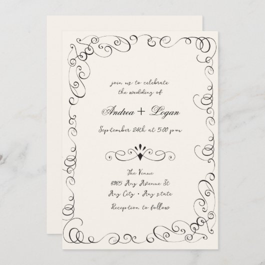 Invitation Dîner Mariage (Devant / Derrière)