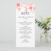 Invitation Dîner Mariage Chic Coral Magnolia Fleurs (Debout devant)