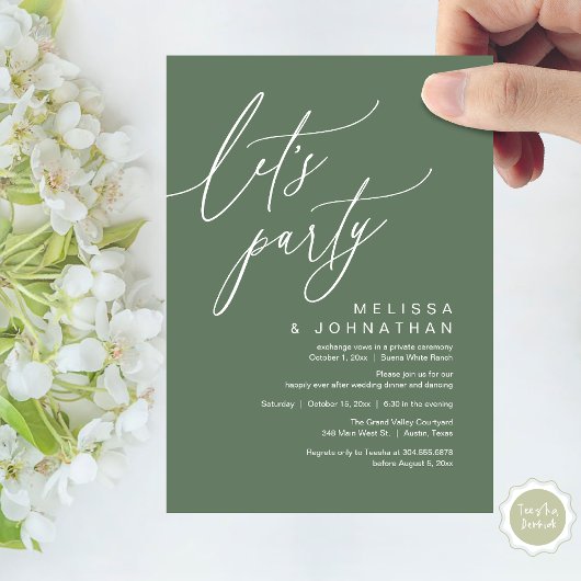 Invitation Dîner Mariage romantique, Fête