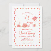 Invitation Dîner Mariage Wavy Whimsical italien Doodle (Devant)